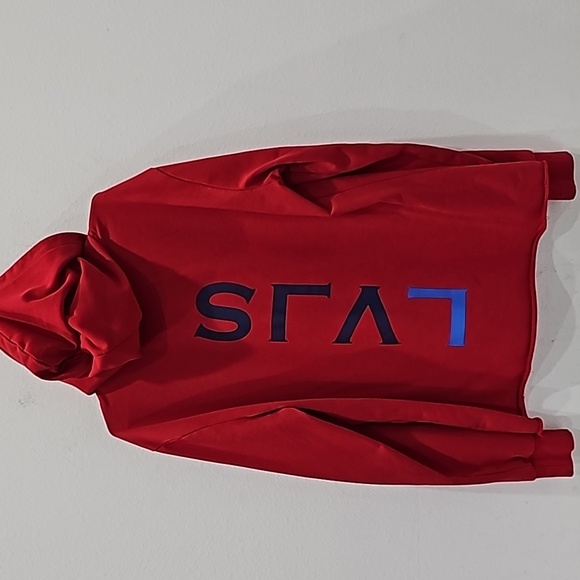 Levels Pullover Red hoodie Mens Sweatshirt with kangaroo pocket Size L - Picture 3 of 8